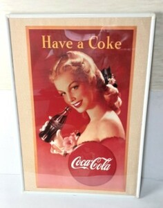 コカ・コーラ　1950年代　女優シリーズ　USA ポスター仕様の店舗用特大ポスター　74cm額入り　販促品　ディスプレイ　看板　希少品
