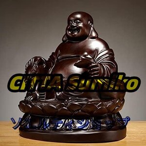 開運七福神 木彫り 仏像 黒檀彫刻 高さ15cm