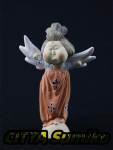 美品 美術 木彫　彩繪 仕女 侍女 彫刻 女性 彫刻工芸品