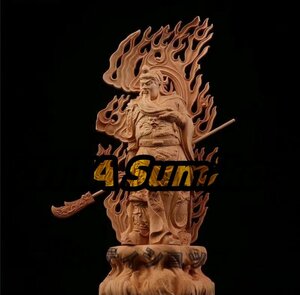 極上の木彫 関羽像 精密彫刻 武財神 木彫仏像 美術品 仏教工芸 高さ約28cm