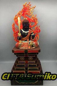 仏教工芸品　不動明王 不動明王像 桧材　精密彫刻　彩繪 極彩色　極上品　木彫仏教　仏師で仕上げ品　