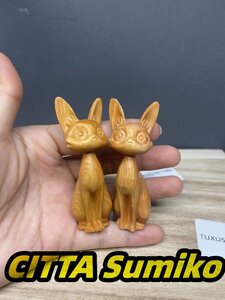 2点セット 緑起物 猫の木彫 可愛い猫 猫 置物 木彫り 細密彫刻 彫刻工芸品 可愛 小物