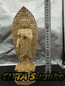 新作 総檜材 供養品 阿弥陀如来 木彫仏像 祈る厄除 仏教工芸品 精密細工