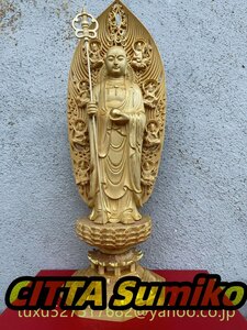 新作 高品質 地蔵菩薩 開運風水 切金 鎮宅辟邪 仏教工芸品 木彫仏像 地蔵菩薩立像