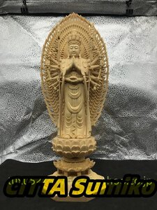 千手観音 千手観音菩薩 観音像 立像 仏教工芸品　木彫仏教　精密彫刻　極上品　総檜材　仏師で仕上げ品