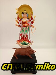 摩利支天 立像 高さ27.5cm 木彫仏教　仏教工芸品　彩繪 仏師で仕上げ品