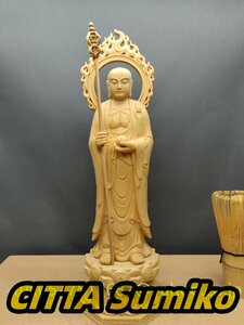 新作 地蔵菩薩 地蔵菩薩立像 仏教工芸品　木彫仏像　超絶技巧　仏教美術　仏師で仕上げ品
