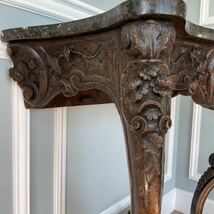 フランスアンティーク　コンソールテーブル　ロココ様式　ルイ15世様式　アンティーク家具　ロカイユ　大理石天板 ウォールナット_画像3