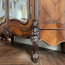 フランスアンティーク アルモワール　ロココ様式　ルイ15世様式　アンティーク家具　ロカイユ　ウォールナット キャビネット_画像4