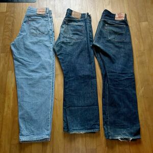 LEVIS 501XX 502 560 ジーンズ3本セット 復刻などリーバイス デニム 赤耳 555 隠しリベット