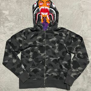 A BATHING APE BAPE KAWS Double Shark Hoodie Tiger タイガー　シャークパーカー　スウェット　CAMO PURPLE 迷彩　BABY MILO STA L