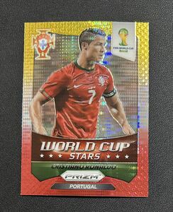 2014 Prizm World Cup Soccer Cristiano Ronaldo Portugal World Cup Stars Red Yellow Pulsar Prizm No.28