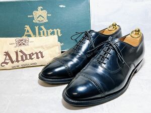 箱、保存袋付き【美品】Alden オールデン 最高級 コードバン ストレートチップ ビジネスシューズ 黒 US8.5（約26.5cm）アメリカ製