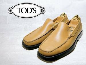 イタリア製【極美品】TOD'S トッズ 高級 ローファー スリッポン ビジネスシューズ 本革 レザー 茶 キャメル UK8.5（約27cm）