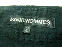 ssy7951 5351 POUR LES HOMMES 七分袖 シャツ ブラック ■ 無地 ■ ワッシャー加工 カジュアル サイズ2/M 綿混素材_画像9