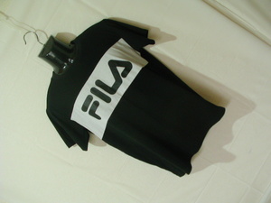 ssy7960 FILA フィラ 半袖 Tシャツ カットソー ブラック×ホワイト ■ ロゴプリント ■ 配色 クルーネック Mサイズ
