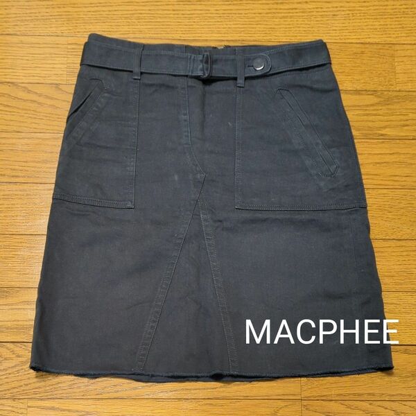 MACPHEE（マカフィー）チャコール、グレ台形スカート　サイズ34　小さいサイズ　S サイズ