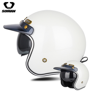  стекло волокно товар встроенный солнцезащитные очки мотоцикл шлем шлем rider Vintage * белый * размер -XL