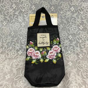 LOVE ROSE薔薇　ペットボトルカバー　ペットボトルケース　黒　M