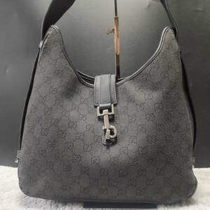 1円~【美品】グッチ GUCCI ハンドバッグ トート 手提げ 肩掛け ニュージャッキー GG レザー キャンバス ブラック ビジネス