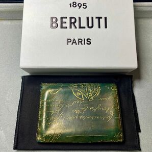 Berluti ベルルッティ インブイア スクリットレザー カードホルダー ゴールデンパティーヌ 名刺入れ再パティーヌ済【中古】