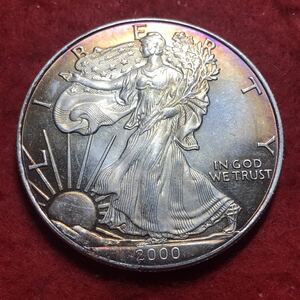 1円スタート〜古銭 アメリカ 銀貨　2000年　イーグルコイン　ウォーキングリバティ　1ドル銀貨　1oz　FINE SILVER シルバー　大型銀貨