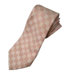 LOUIS VUITTON Louis Vuitton necktie pink white Damier total pattern 