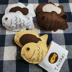 フェルトおままごと たい焼き三種類と袋セット ハンドメイド