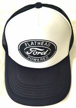 FORD flat head トラッカーキャップ　ホワイト×ネイビー　新品　アメカジ　メッシュキャップ スナップバック_画像1