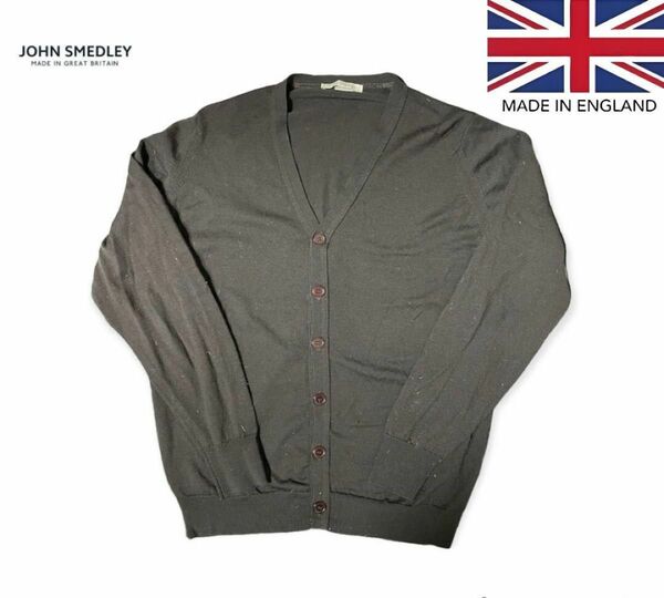 JOHN SMEDLEY ブラウン メリノウール ニット カーディガン ジョンスメドレー