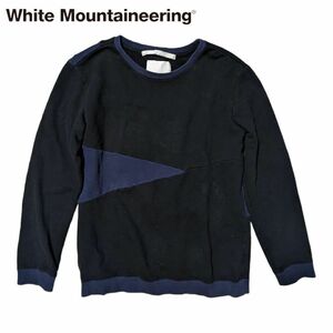 White Mountaineering 切り替え スウェットトレーナー 長袖 ブラック ブルー ホワイトマウンテアリング