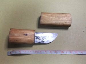 日本刀 残欠刀 匕首 短刀 豆刀 刃渡り5.0ｃｍ 全長11.0ｃｍ 登録不要 鞘素人工作品 ジャンク品　240125-01