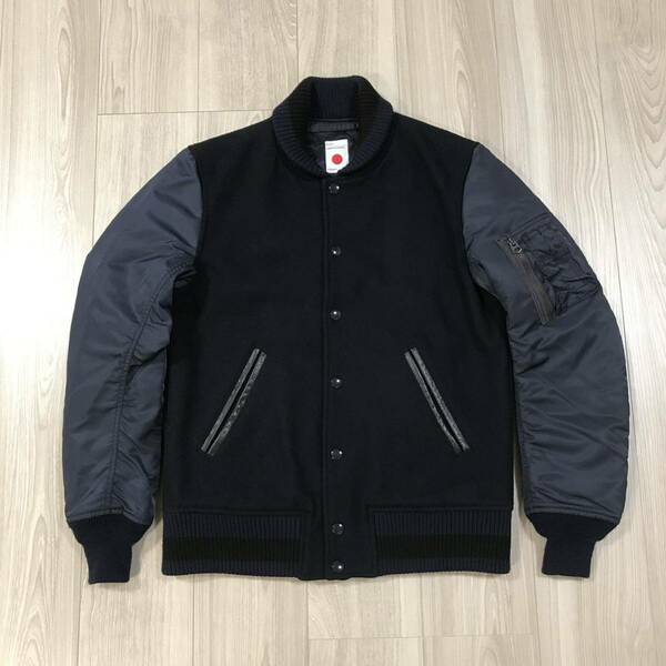 marka AWARD JACKET VARSITY MA-1 2 スタジャン ウール メルトン レザー ナイロン バーシティ ジャケット ドッキング ブルゾン ミリタリー