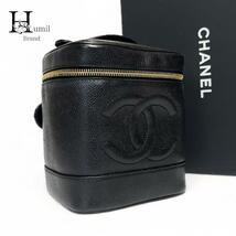 【美品★6番】CHANEL バニティ　バッグ　キャビアスキン　ハンドバッグ　トートバッグ　黒　ブラック　レザー　ポーチ_画像1