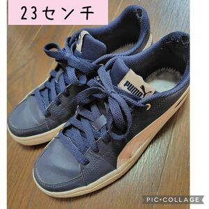 23cm PUMA プーマ コートポイント ローカット コートタイプ レディース ネイビー