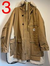 23AW sacai × Carhartt WIP Men's Canvas Parka Siberian 3 サカイ カーハート WIP コート ベージュ 23-03109M_画像1