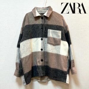 ZARA(ザラ) ブロックチェック柄BACKフリンジジャケット アウター シャツ ジャケット チェック 長袖 ブルゾン 