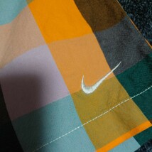 NIKE ナイキ ハーフパンツ ショートパンツ チェック オレンジ グリーン_画像2