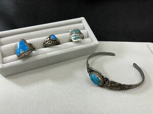 [T1721]おまとめ インディアンジュエリー リング ブレスレット アクセサリー インディアンジュエリー ターコイズ　925 SILVER トルコ石