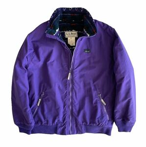 美品!! 名作!! 90s USA製 LLBEAN エルエルビーン シェルドシンチラ フリース ナイロンジャケット パープル ビンテージ MADE IN USA