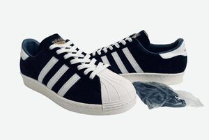 美品!! 希少!! 15年 adidas SUPER STAR 80s DLX black / white スーパースター 80s デラックス スエード 黒 × 白 天然皮革 us 8.5 / 26.5