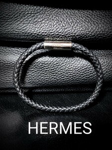 美品　HERMES　エルメス　ブレスレット　バングル　レザー　ゴリアテ　コード　シェーヌダンクル　　ジャンボ　イントレチャート