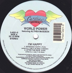 World Power Featuring Althea Mcqueen - I'm Happy / ワールド系DJにオススメなラガ・ハウス「Ragamuffin (Mercy Mercy) Mix」収録！