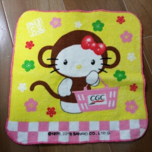 保管品★ハローキティ　CGC ミニタオルハンカチ★猿　サル　さる　着ぐるみ★サンリオ　SANRIO