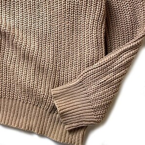 グッドカラー! USA製 American Apparel アメリカンアパレル 無地 編み模様 コットン ニット セーター ベージュ Lサイズ メンズ 古着の画像5