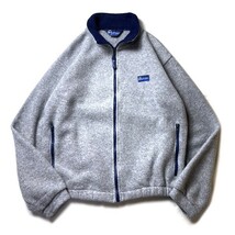 アウトドア系! 90s USA製 Penfield ペンフィールド ヴィンテージ フルジップ フリース ジャケット グレー ネイビー 灰色 紺 M メンズ 古着_画像1