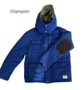 Champion　迷彩　ダウンジャケット　エルボーパッチ　希少 XL