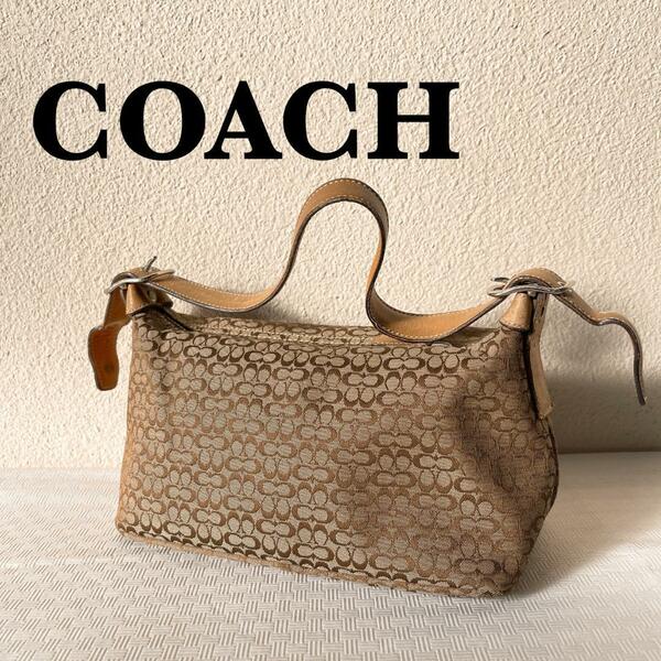 美品COACH コーチハンドバッグトートバッグブラウン茶シグネチャー