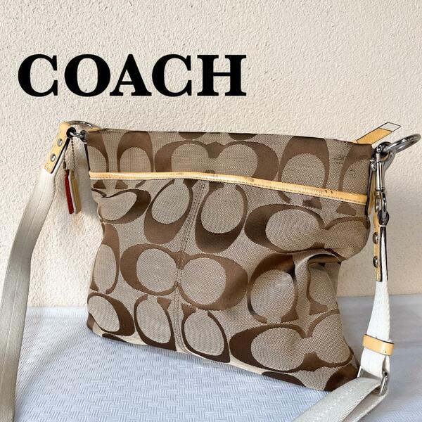 美品COACHコーチショルダーバッグハンドバッグブラウン茶シグネチャー