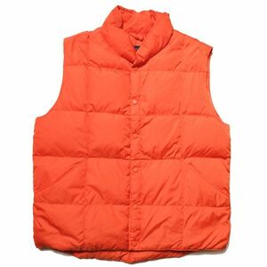 00's Ran z end nylon down vest orange color (L) orange Goose down 00 period old tag Old outdoor LANDS'END